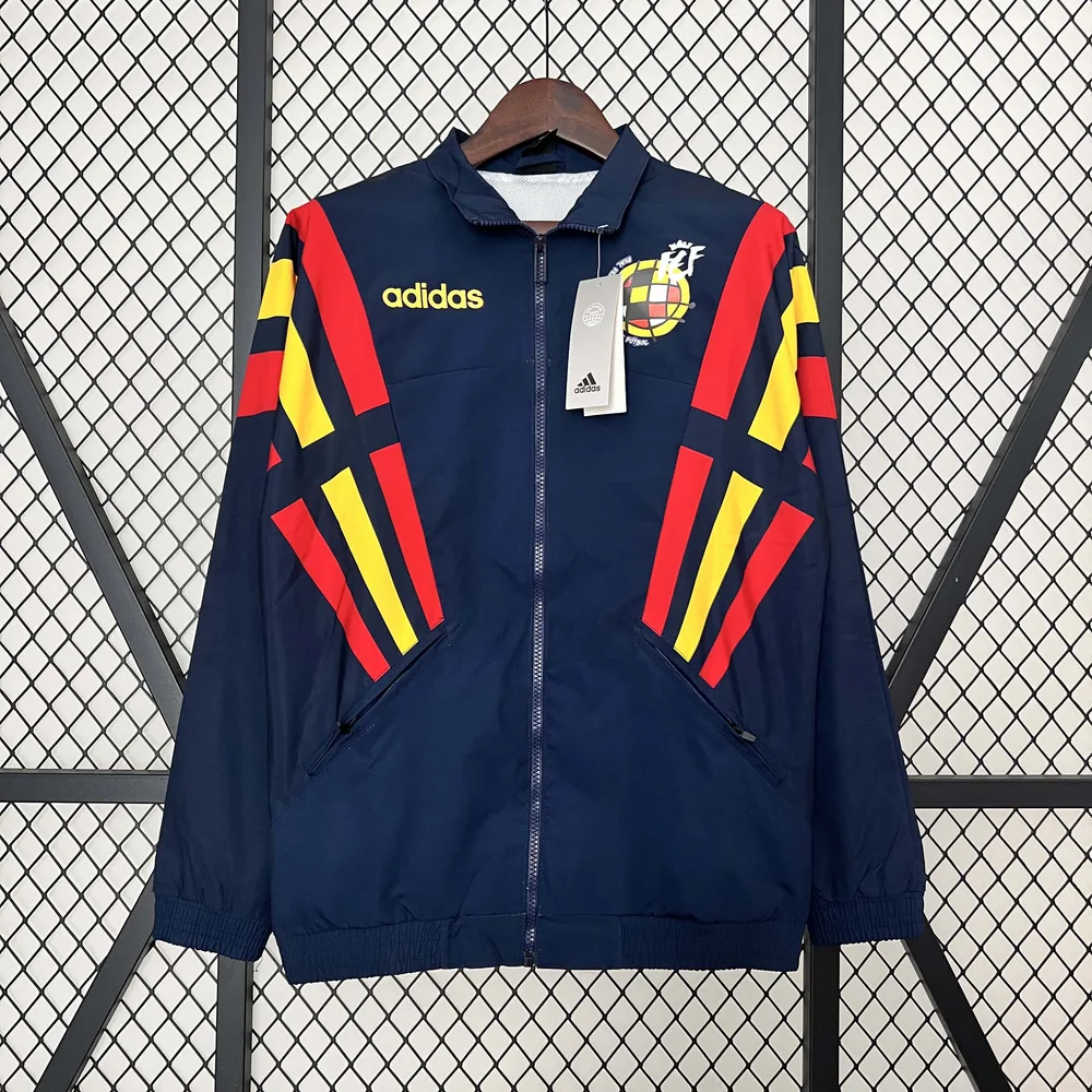 2024 España Cortavientos Azul Marino Camiseta de Fútbol AAA Grado Aficionado