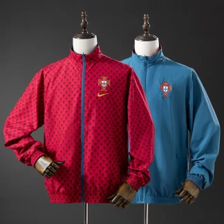 Cazadora cortavientos reversible de Portugal 2026 -Roja y Cian AAA calidad fan