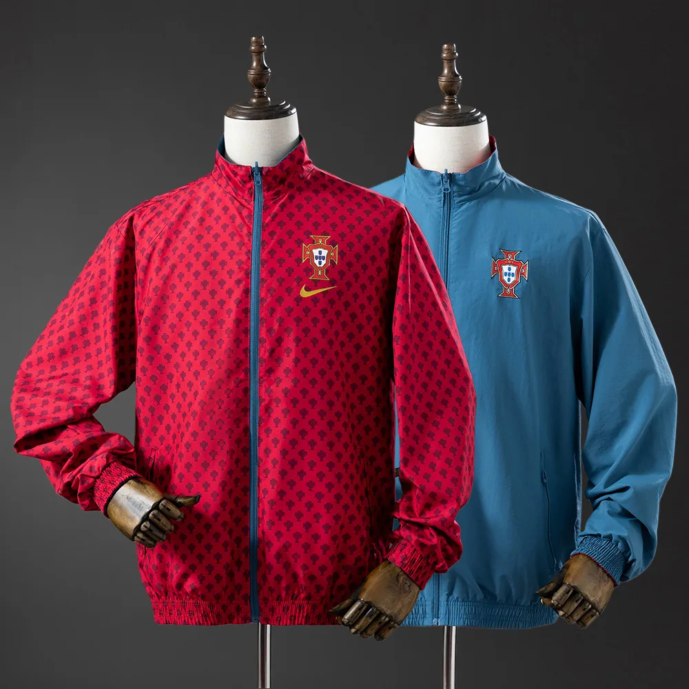 Cazadora cortavientos reversible de Portugal 2026 -Roja y Cian AAA calidad fan