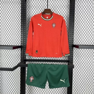 2025/2026 Manga Larga Portugal Local Camiseta Fútbol Calidad Thai Talla Infantil