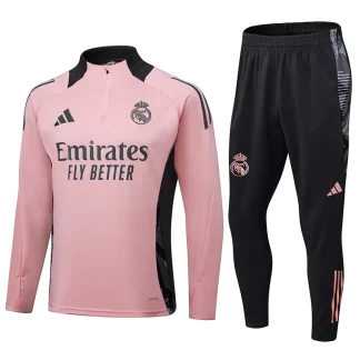 Chándal de Entrenamiento de Media Cremallera de Real Madrid 2024/2025 Rosa y Negro Calidad Tailandesa