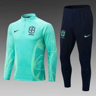 2022 Brazil Half-Pull Training Suit Light Green Football Shirt AAA fan-grade Set