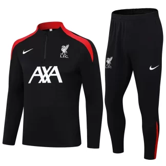 2024-2025 Liverpool Chándal de Entrenamiento de Media Cremallera Negro Jersey Calidad Tailandesa Set