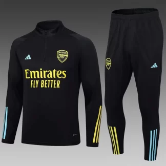 Conjunto de Camiseta de Fútbol 2023/2024 Arsenal Entrenamiento Media Cremallera Negro Calidad Tailandesa