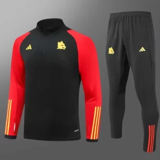 Chándal de Entrenamiento Media Cremallera Roma Múnich 2023/2024 Negro Camiseta de Fútbol Calidad Tailandesa Set