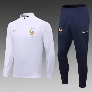 Conjunto de camiseta de fútbol de entrenamiento de media cremallera de Francia 2022 Blanco