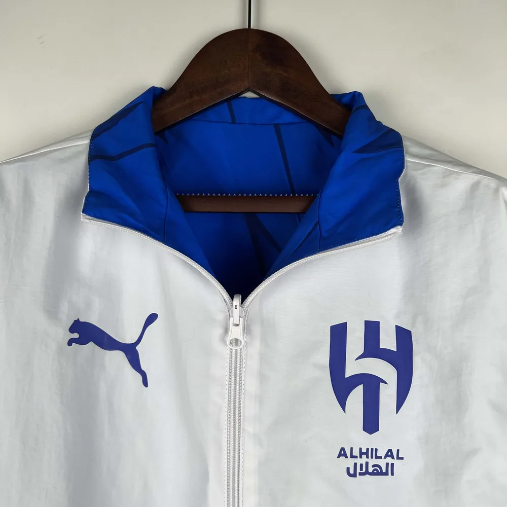 Chaqueta cortavientos reversible del Al-Nassr 2023/2024 (blanca-azul) Camiseta de fútbol Calidad Tailandesa