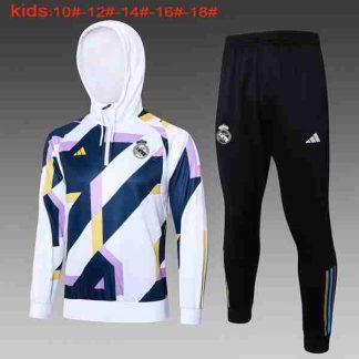 Chandal Con Capucha Ninos Real Madrid 2024 2025 Blanco Azul