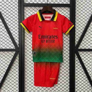 Equipacion AC Milan Conjunto Niño Off White 2025 2026 Rojo