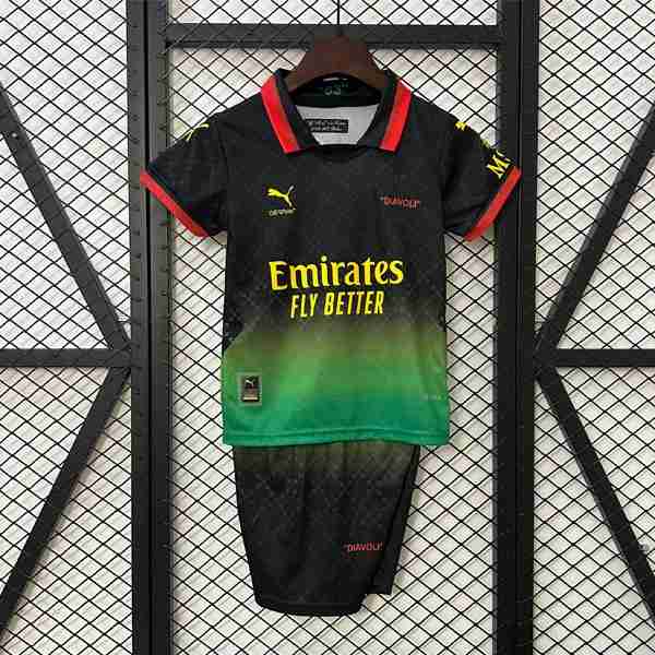 Equipacion AC Milan Conjunto Niño Off White 2025 2026 Verde