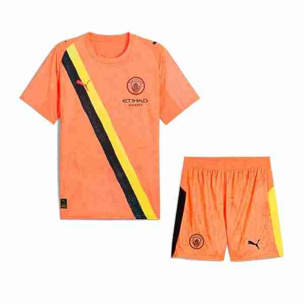 Equipacion Manchester City Conjunto Niño KidSuper 2025 2026 Naranja