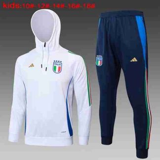 Sudadera Con Capucha Niños Italia 2024 2025 Blanco