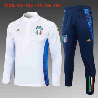 Sudadera Entrenamiento Niños Italia 2024 2025 Blanco Azul