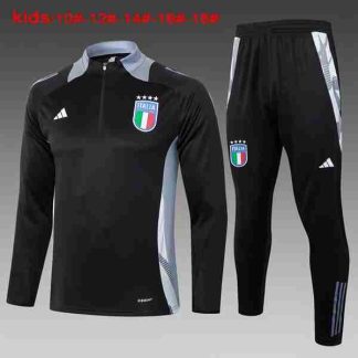 Sudadera Entrenamiento Niños Italia 2024 2025 Negro Gris