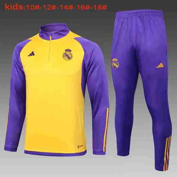 Sudadera Entrenamiento Ninos Real Madrid 2024 2025 Amarillo Purpura