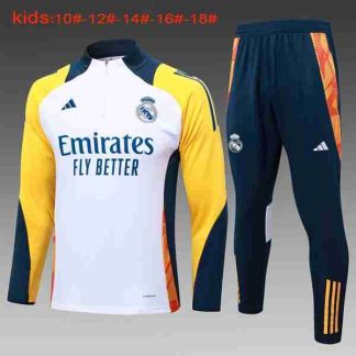 Sudadera Entrenamiento Niños Real Madrid 2024 2025 Blanco Amarillo