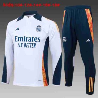Sudadera Entrenamiento Niños Real Madrid 2024 2025 Blanco Azul