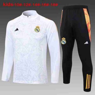 Sudadera Entrenamiento Niños Real Madrid 2024 2025 Blanco Gris