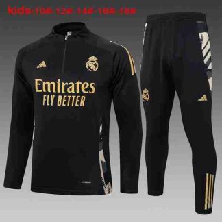 Sudadera Entrenamiento Niños Real Madrid 2024 2025 Negro Amarillo
