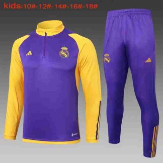 Sudadera Entrenamiento Ninos Real Madrid 2024 2025 Purpura Amarillo