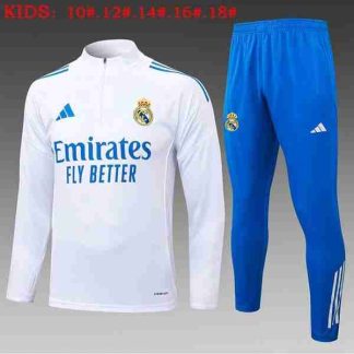 Sudadera Entrenamiento Niños Real Madrid 2025 2026 Blanco Azul