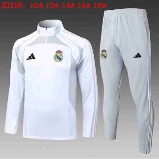 Sudadera Entrenamiento Niños Real Madrid 2025 2026 Blanco Gris