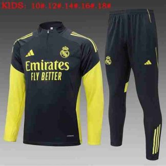 Sudadera Entrenamiento Niños Real Madrid 2025 2026 Negro Amarillo