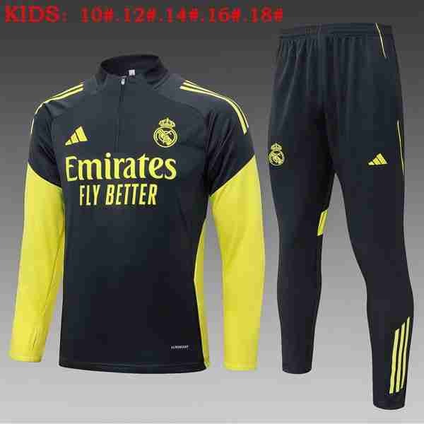 Sudadera Entrenamiento Niños Real Madrid 2025 2026 Negro Amarillo