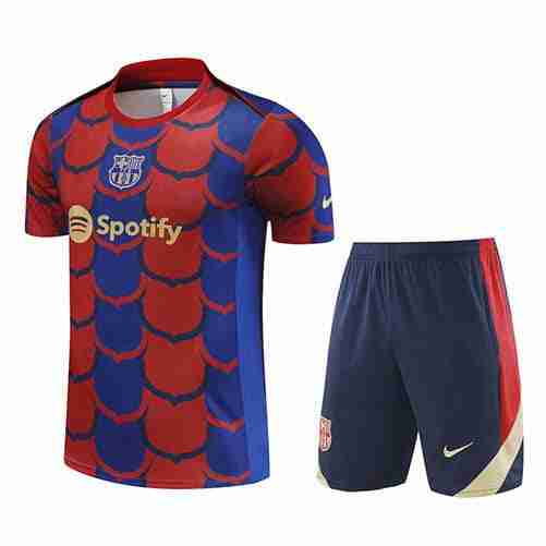 Tailandia Conjunto Equipacion FC Barcelona Entrenamiento 2024 2025 Azul Rojo