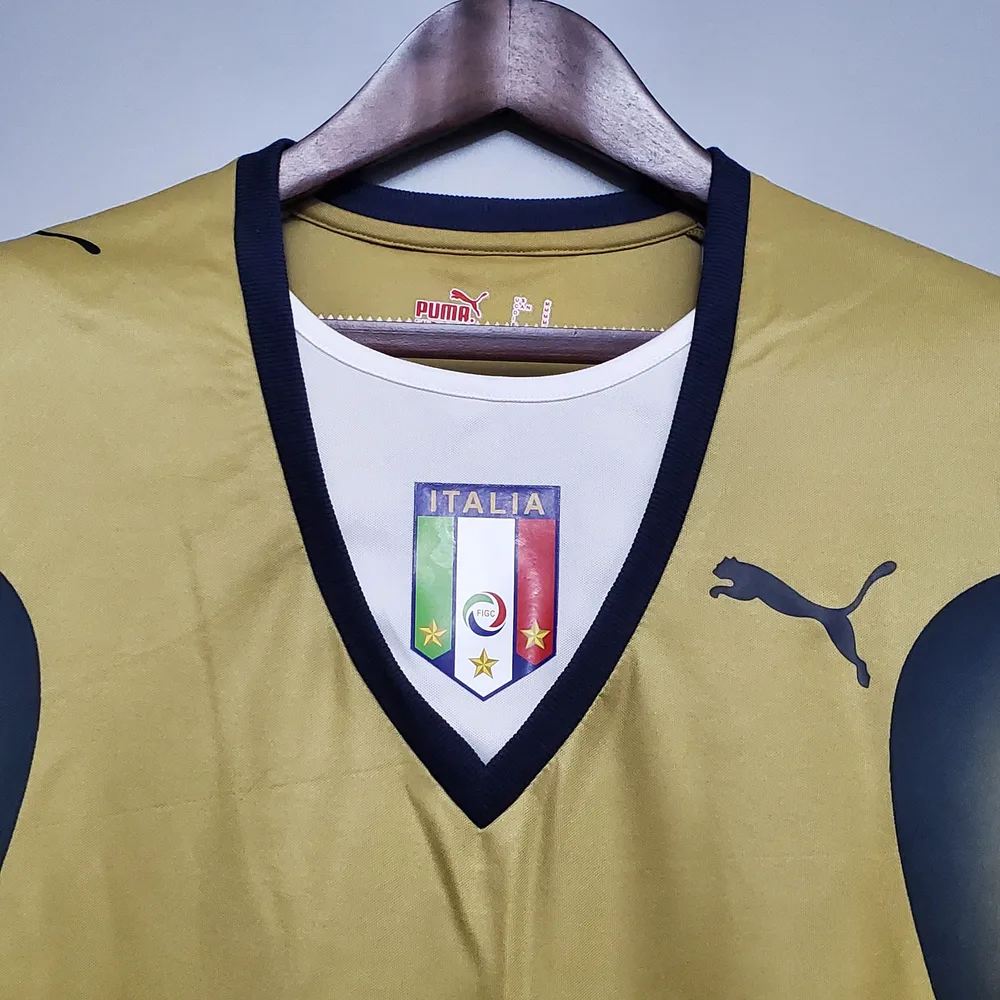Camiseta de Fútbol Dorada de Portero Retro Italia 2006