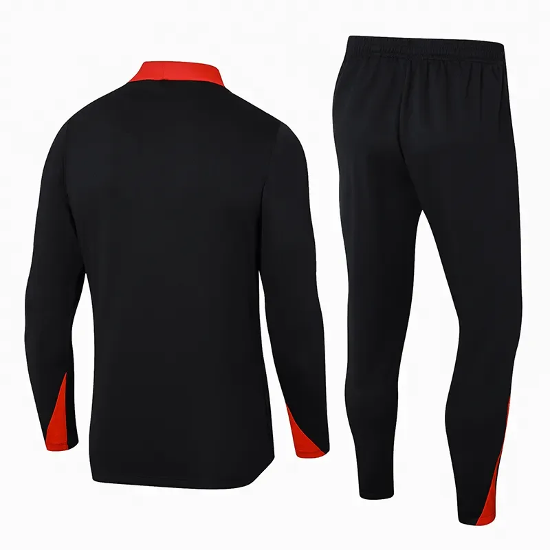 Conjunto de Entrenamiento de Media Cremallera Negro Portugal 2024-2025