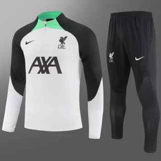Chándal de Entrenamiento Media Cremallera Liverpool 2023/2024 Gris-Blanco Camiseta Calidad Tailandesa Set