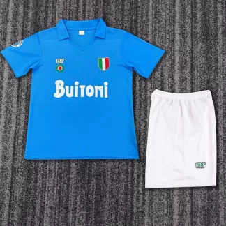Camiseta de fútbol local retro del Napoli 1987-1988 Calidad Tailandesa Talla infantil