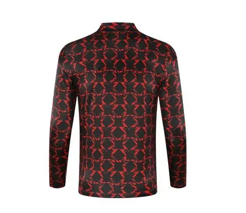 Chándal de Entrenamiento de Media Cremallera 2024/2025 del Manchester United Estampado Rojo y Negro Calidad Tailandesa