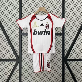Camiseta de fútbol de visitante retro del AC Milan 2006/2007 Calidad Tailandesa Talla infantil