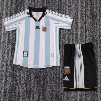 1998 Retro Selección Argentina Equipación Local Camiseta de Fútbol Calidad Tailandesa Talla Infantil
