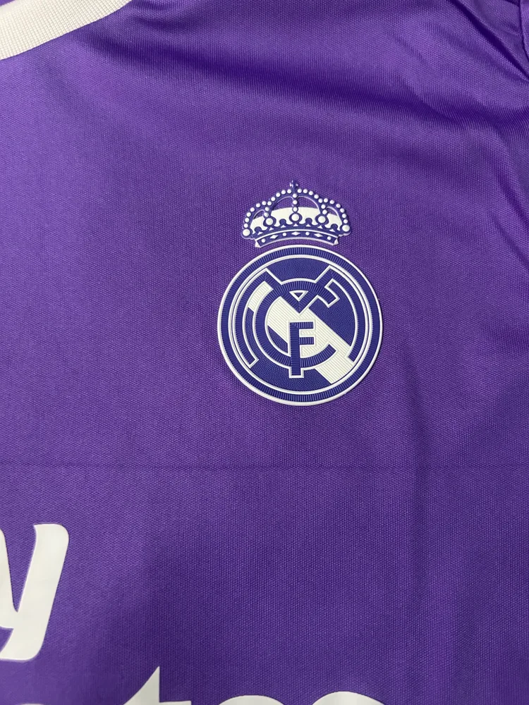 Camiseta de Fútbol Visitante Retro de Manga Larga de Real Madrid 2016/2017 Calidad Tailandesa Talla Infantil