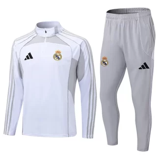 Conjunto de entrenamiento blanco gris de tiro medio Real Madrid 2025-2026 Calidad Thai