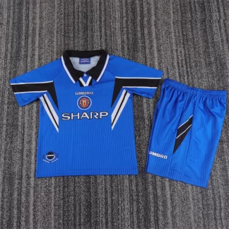 Camiseta de fútbol infantil retro 1996/1998 Manchester United Tercera Visitante Calidad Tailandesa