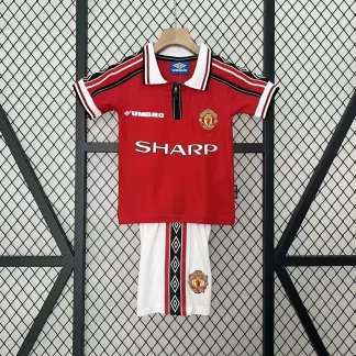1998/1999 Retro Manchester United Equipación Local Camiseta de Fútbol Calidad Tailandesa Talla Infantil