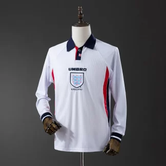 Camiseta Retro 1998 Inglaterra Local Manga Larga AAA calidad fan