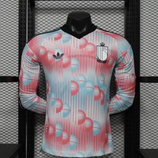 Camiseta de fútbol de visitante de manga larga versión jugador de la selección de Bélgica 2026 Calidad Tailandesa 1:1