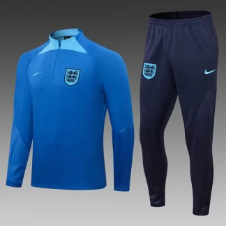 Conjunto de camiseta de fútbol de entrenamiento de media cremallera de Inglaterra 2022 Azul