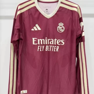 2026/2027 Manga Larga Real Madrid Visitante Camiseta de Fútbol 1:1 Calidad Tailandesa