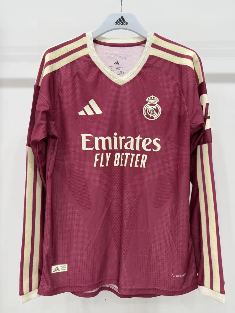 2026/2027 Manga Larga Real Madrid Visitante Camiseta de Fútbol 1:1 Calidad Tailandesa