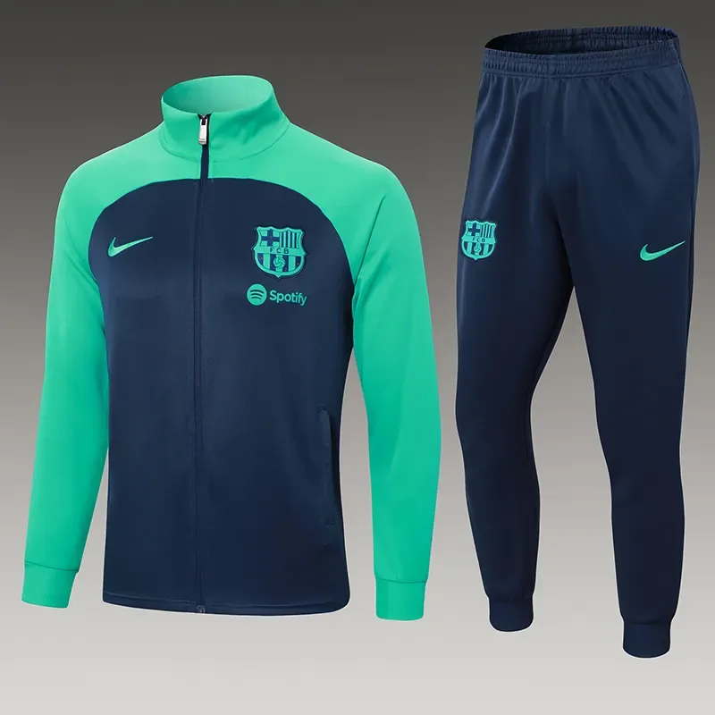 2024/2025 Barcelona Media Cremallera Chándal Azul Real Camiseta Set