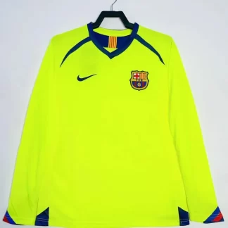 2005/2006 Camiseta de Fútbol Visitante Retro Barcelona Manga Larga Calidad Tailandesa