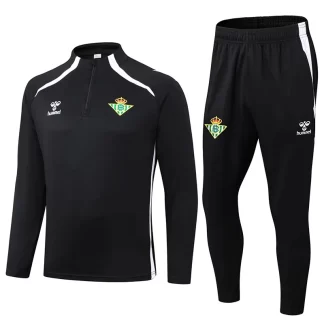 2025/2026 Camiseta de fútbol Real Betis Chándal de Entrenamiento Semi-Pull negro calidad tailandesa Set