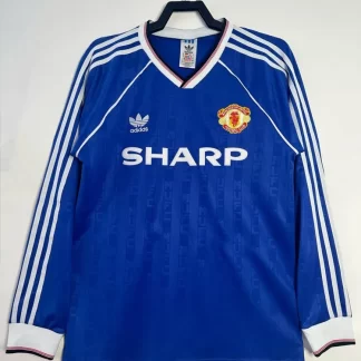 1988-1990 Retro Manga Larga Manchester United Tercera Equipación Visitante Camiseta de Fútbol Calidad Tailandesa
