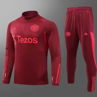 Chándal de Entrenamiento Media Cremallera Manchester United 2023/2024 Rojo Púrpura Camiseta de Fútbol Calidad Tailandesa Set